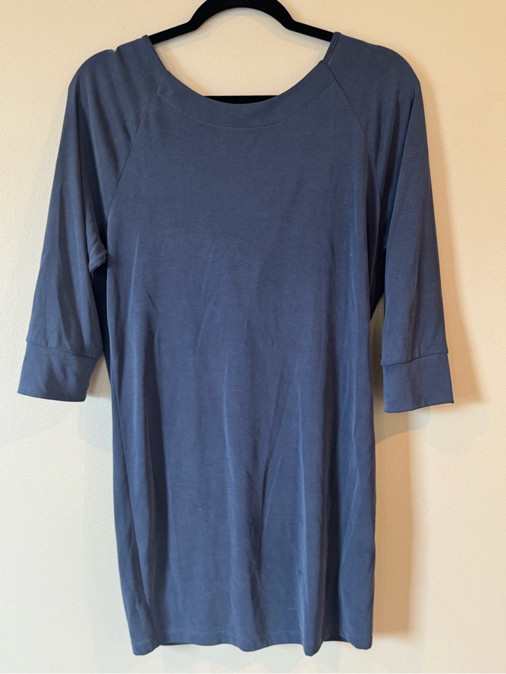 Splendid Womens Sheath Stretchy Dress Drape Back Size Small Half Sleeve Blue